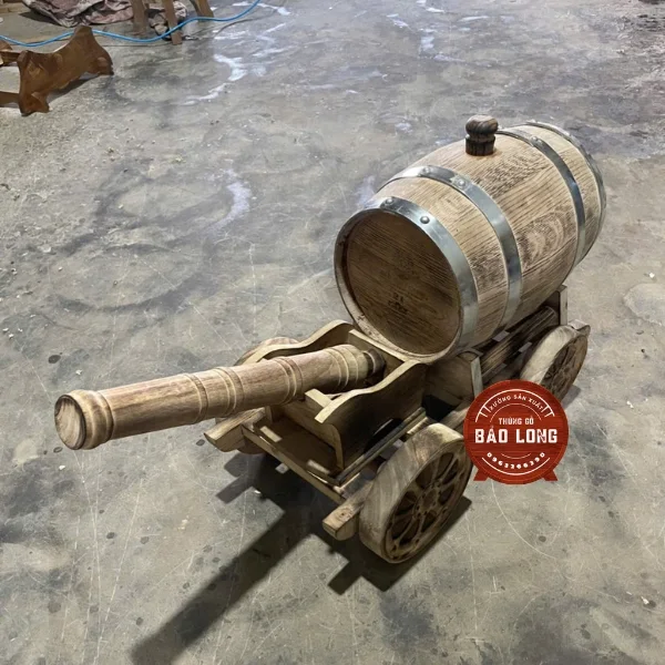 Xe pháo kéo thùng rượu 10L đốt vân gỗ